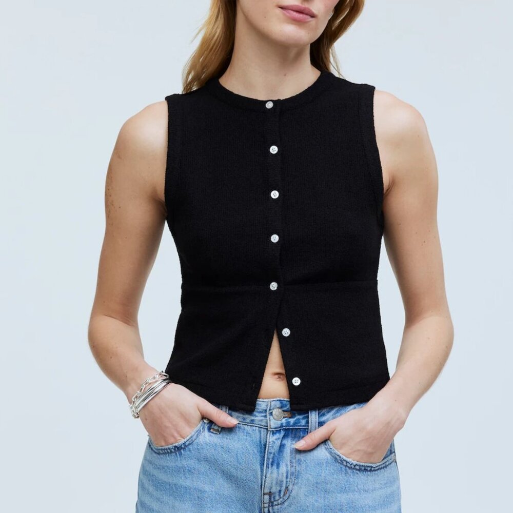 Madewell Split-Crewneck Cardigan Tank XS